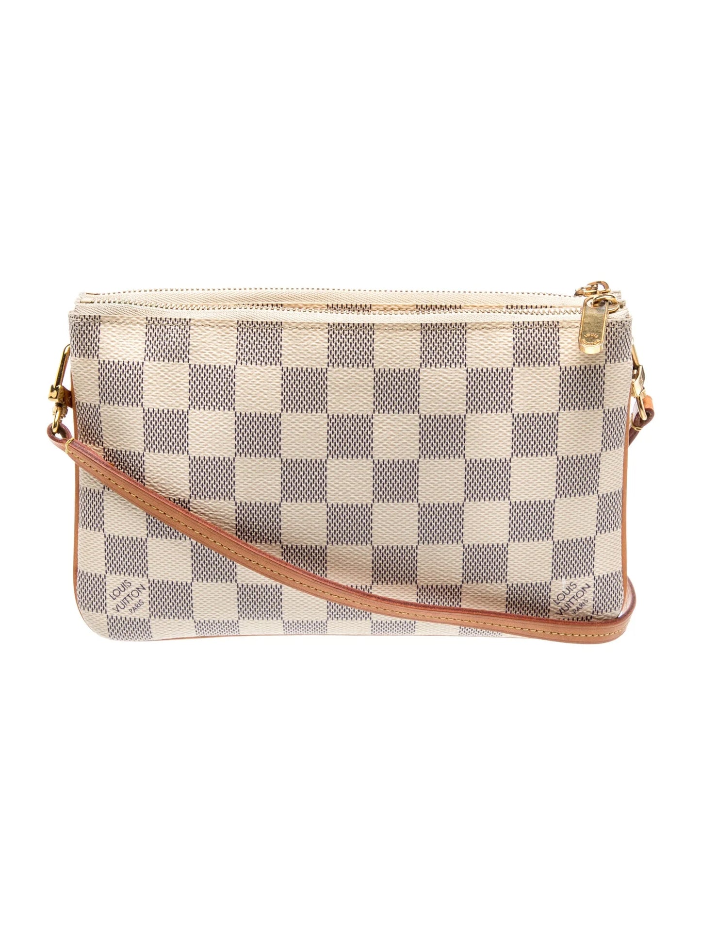 $1350 Louis Vuitton Damier Azur Double Zip Pochette