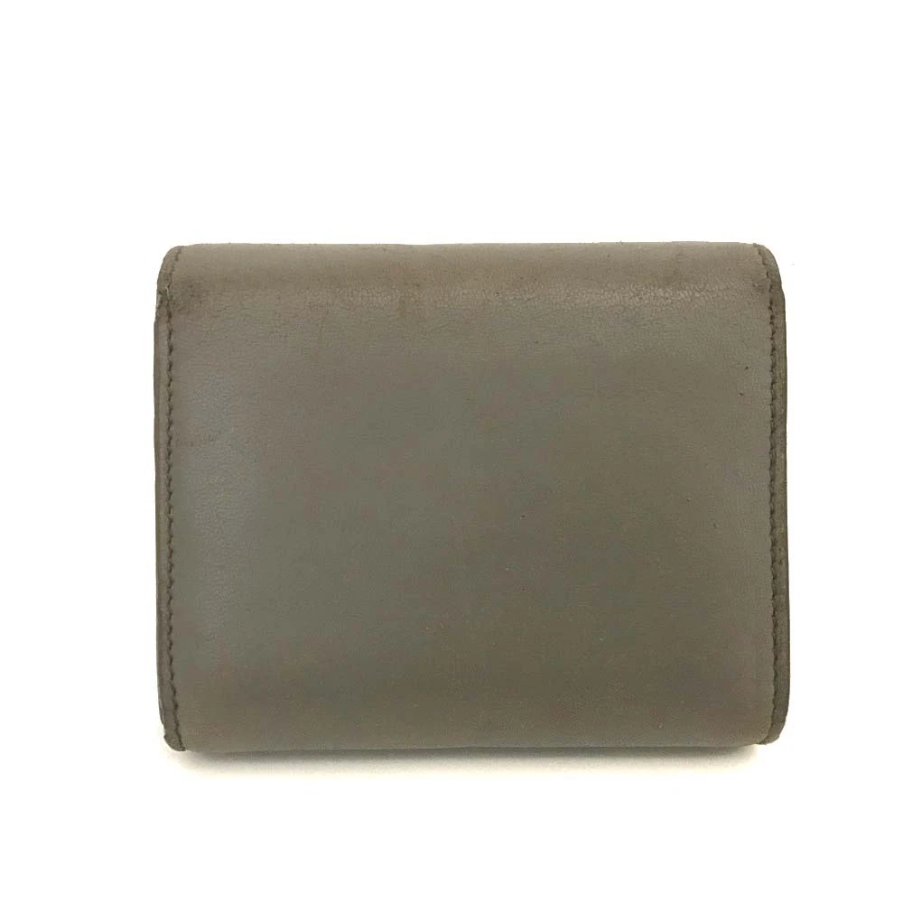 $560 CELINE Triomphe Leather Trifold Wallet Gray