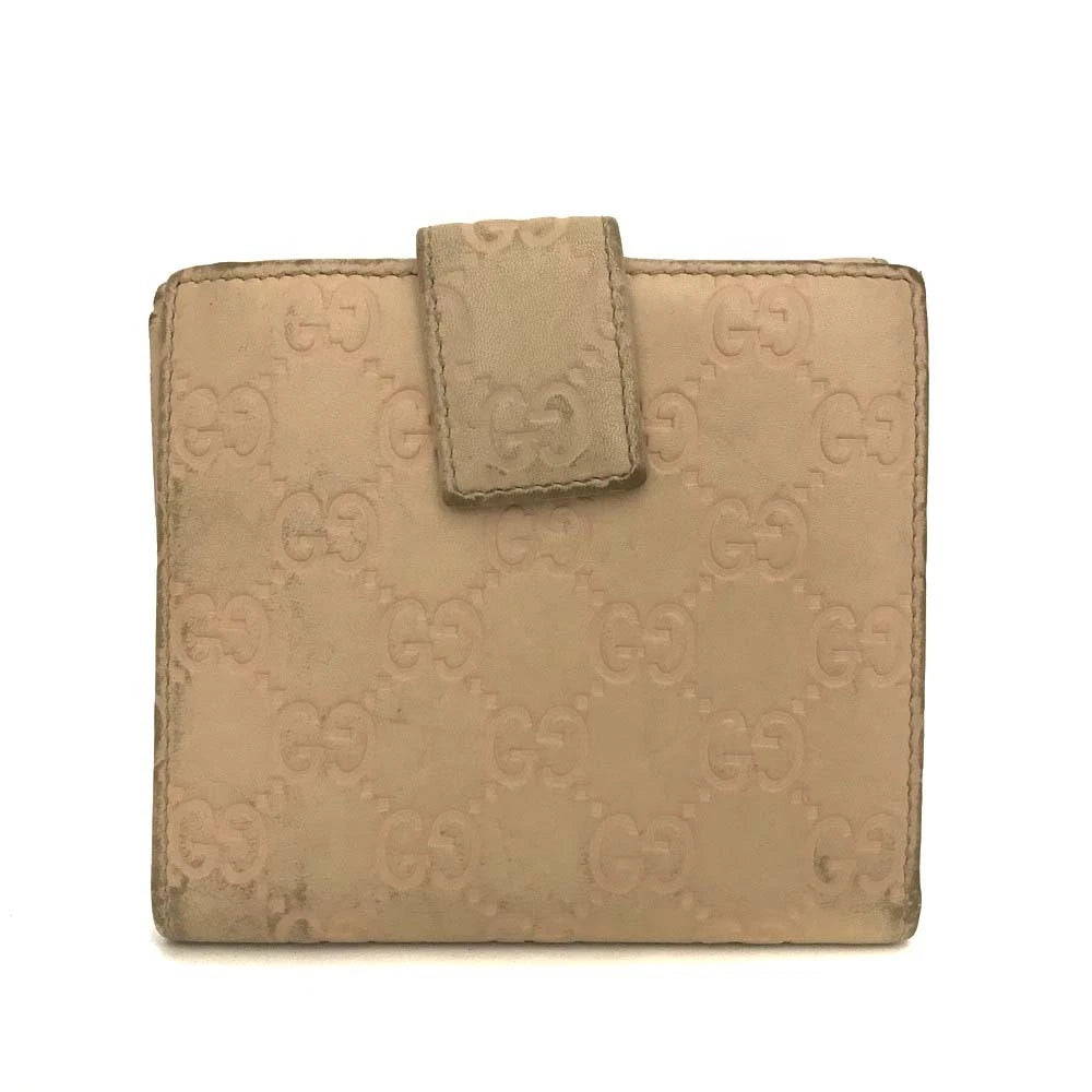 $590 GUCCI Lovely Heart GG Logo Leather Bifold Wallet Beige