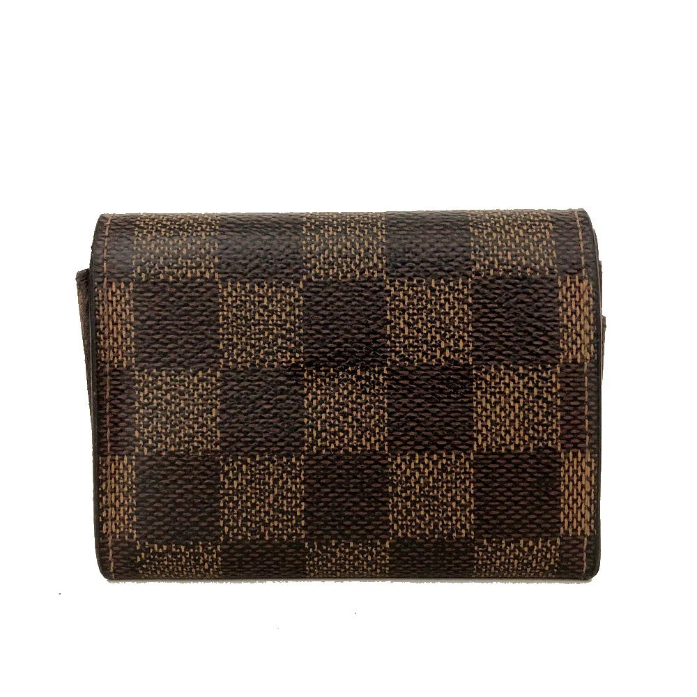 Louis Vuitton Damier Porte Monnaie Plat Coin Purse Wallet Brown RA2191