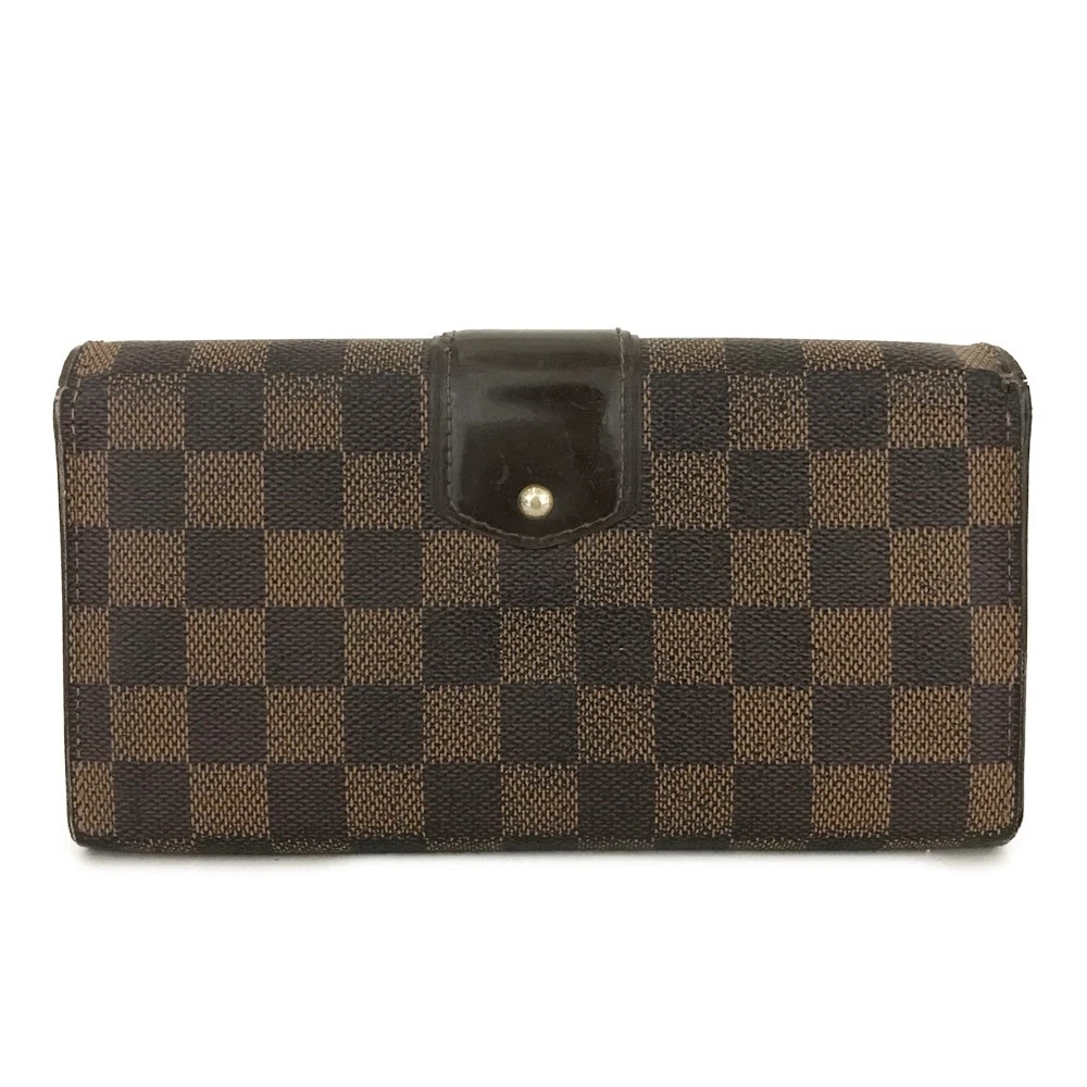 $725 Louis Vuitton Damier Portefeiulle Sistina Long Bifold Wallet Brown CA4089
