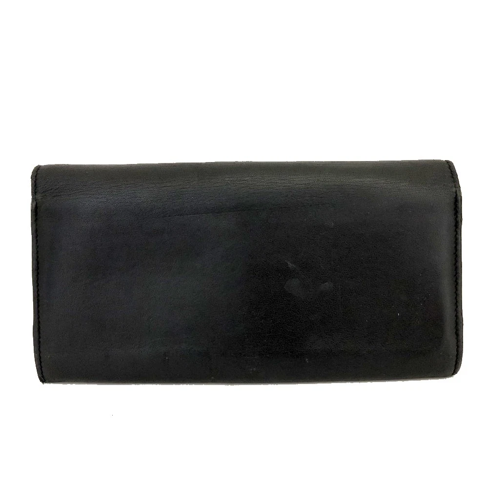 $690 Chloe Ribbon Leather Long Bifold Wallet Purse Black