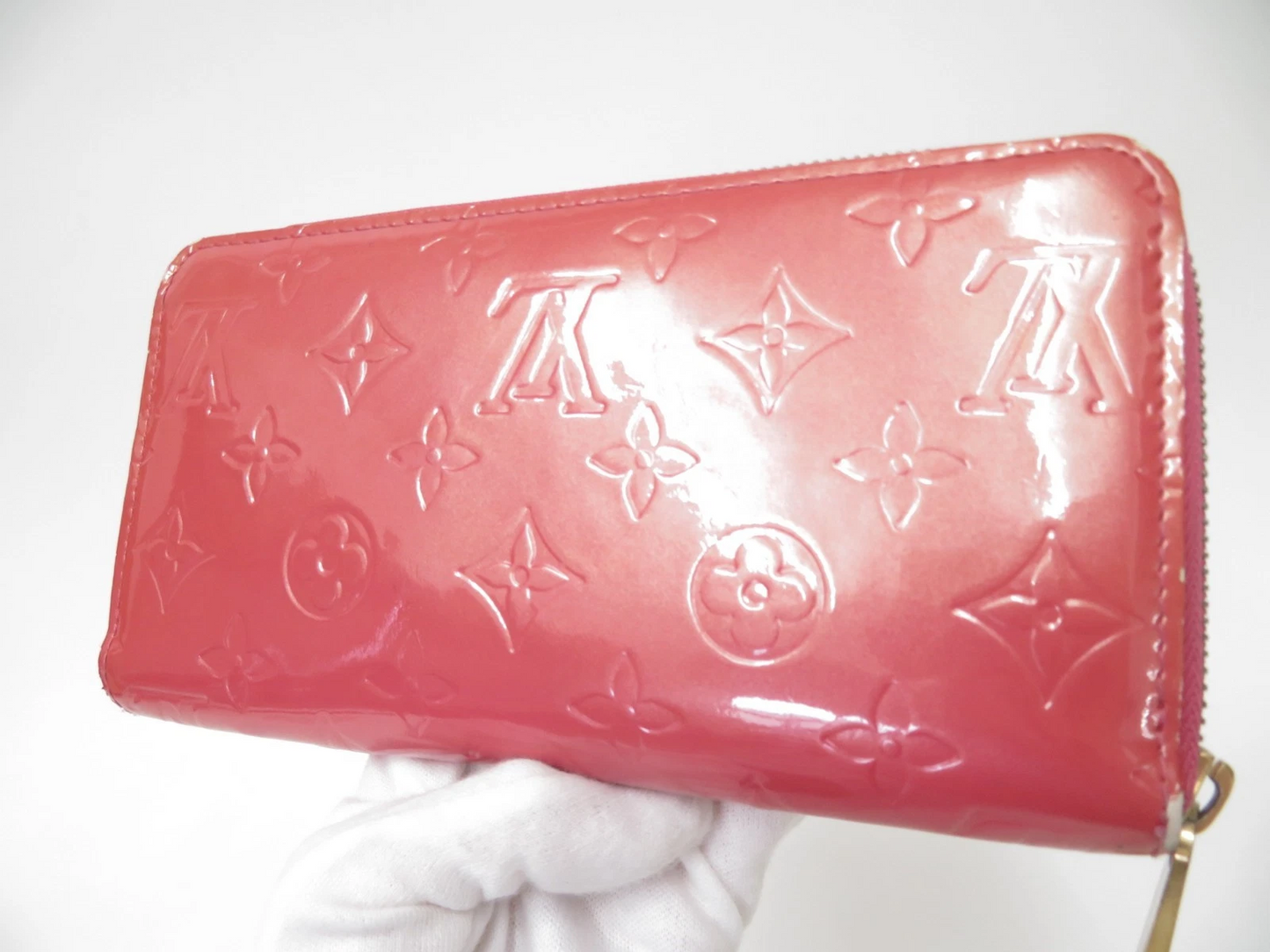 $970 Louis Vuitton Vernis Zippy Wallet Rose Litchi