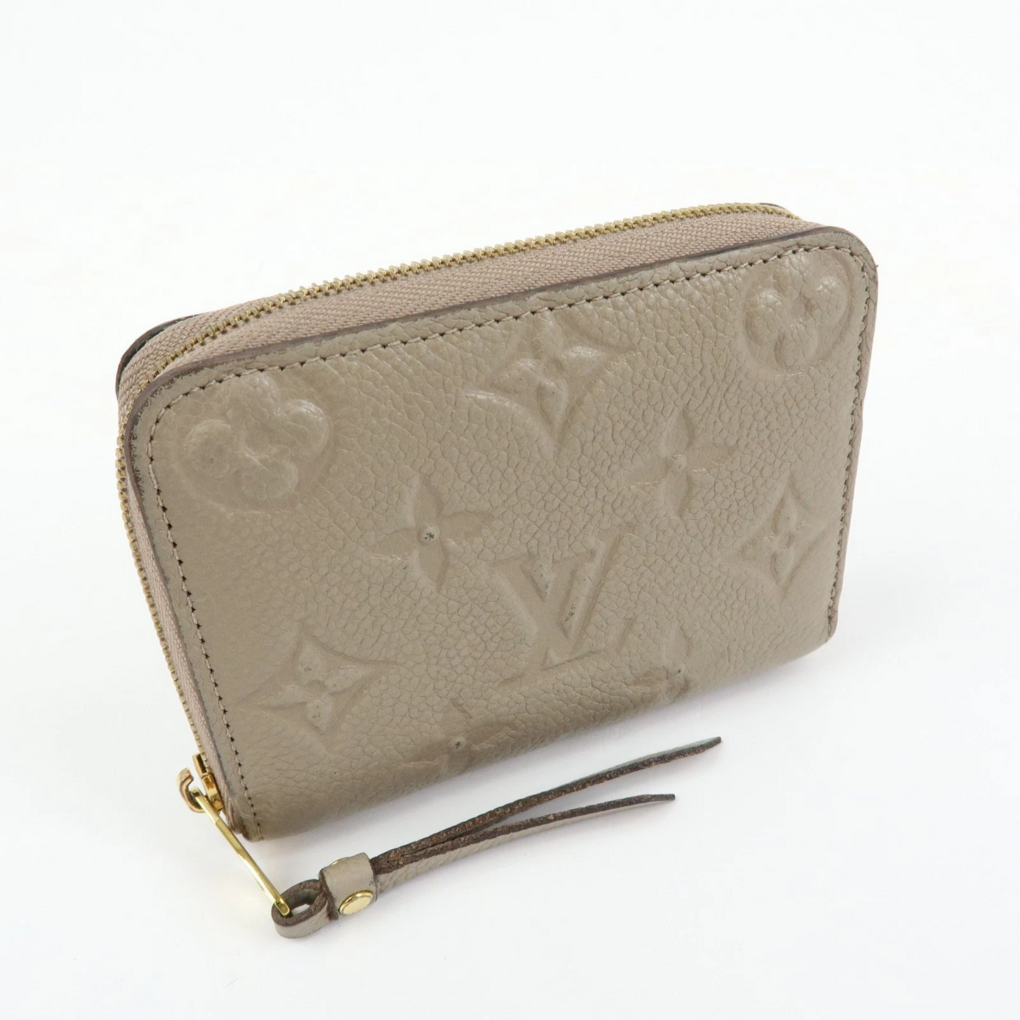 $760 Louis Vuitton Monogram Empreinte Round Zippy Coin Case Beige RFID