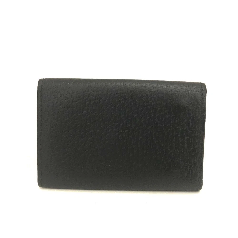 GUCCI G Logo Leather 6 Ring Key Case Black