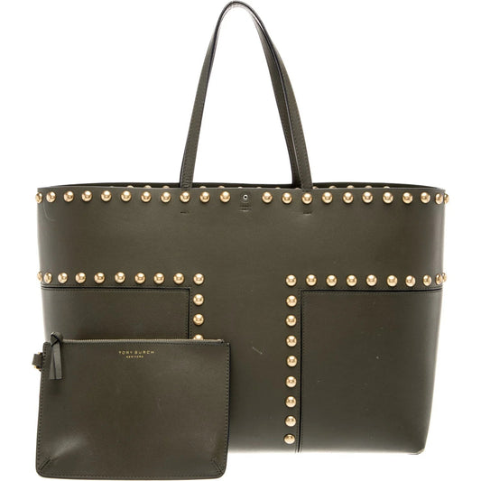 $448 Tory Burch T Studded Tote Olive Green