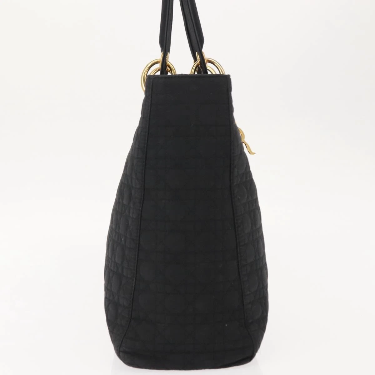 $4900 Christian Dior Nylon Cannage Large Lady Dior Black