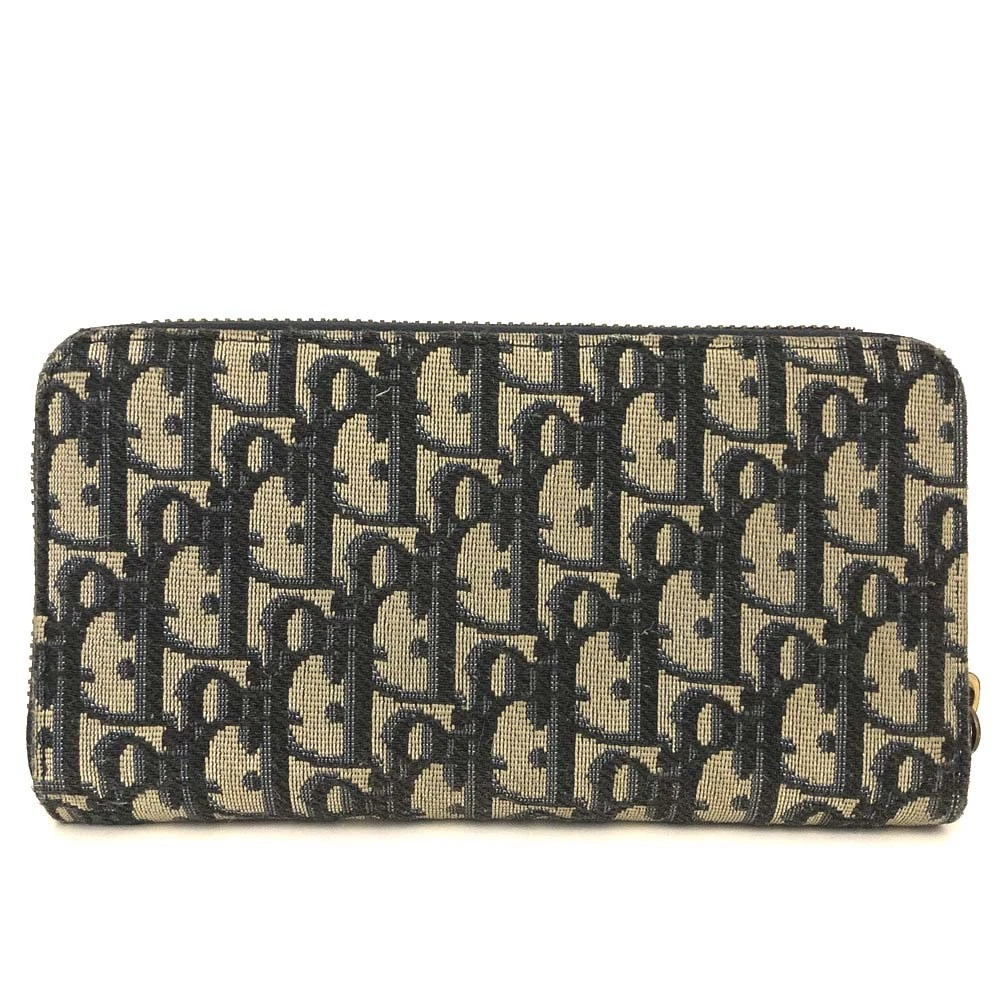 Christian Dior Oblique Trotter Canvas Zip Around Long Wallet