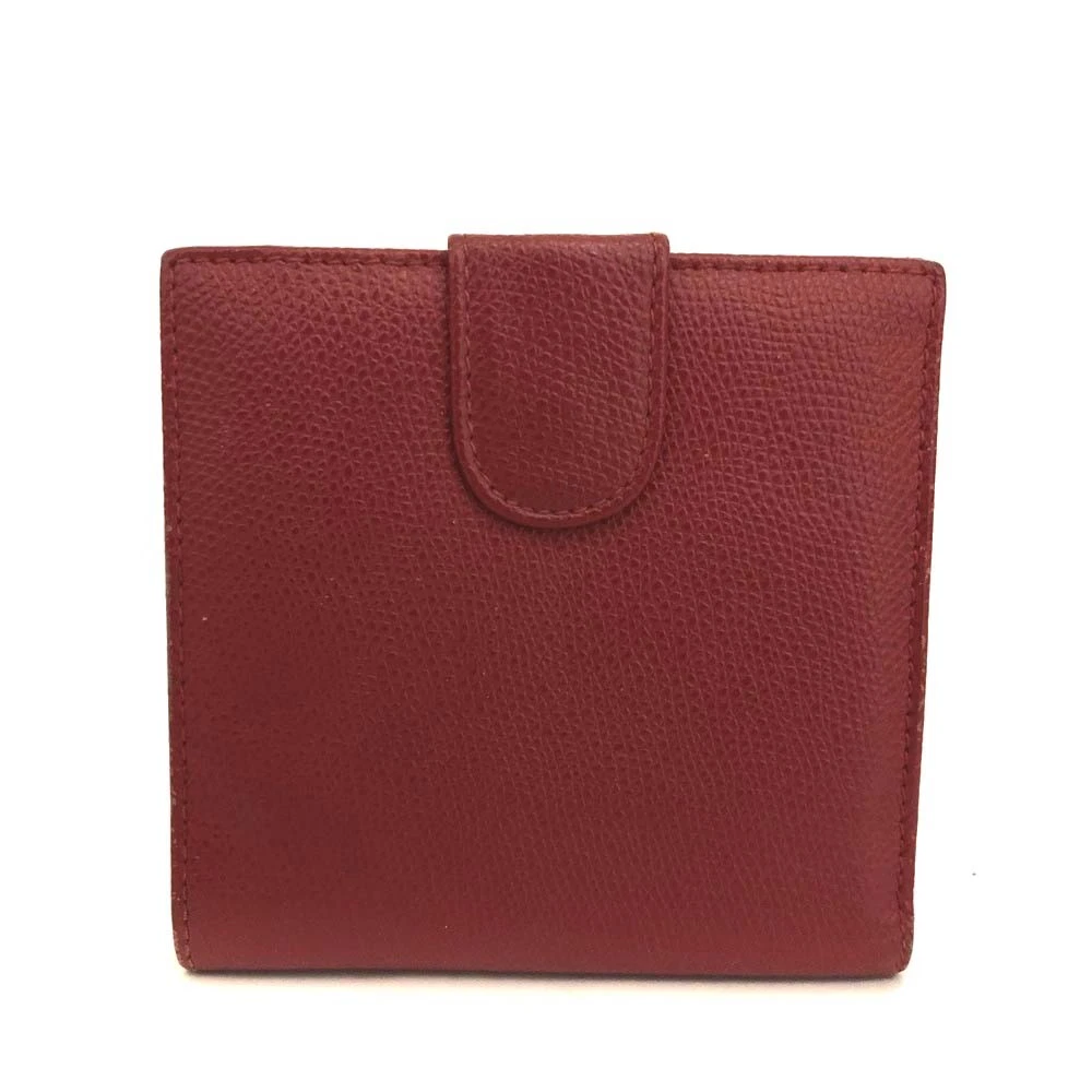 ETRO E Logo Leather Bifold Wallet Purse Red