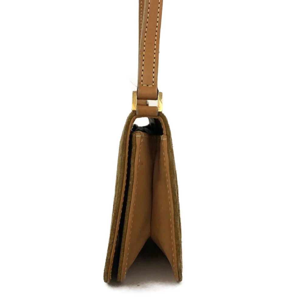 CELINE Macadam C Suede Leather Shoulder Bag Brown