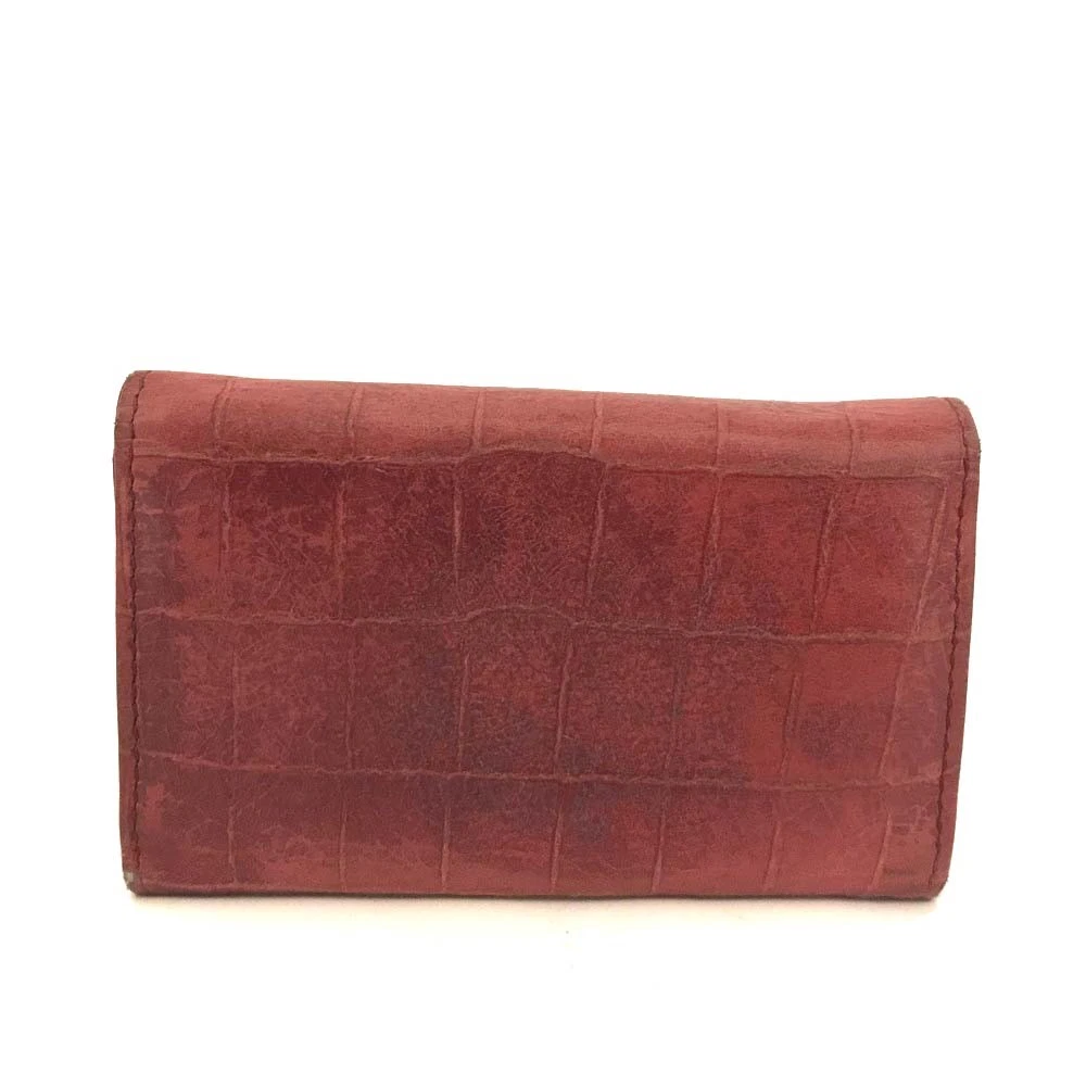 MIU MIU Logo Leather 6 Ring Key Case Pink