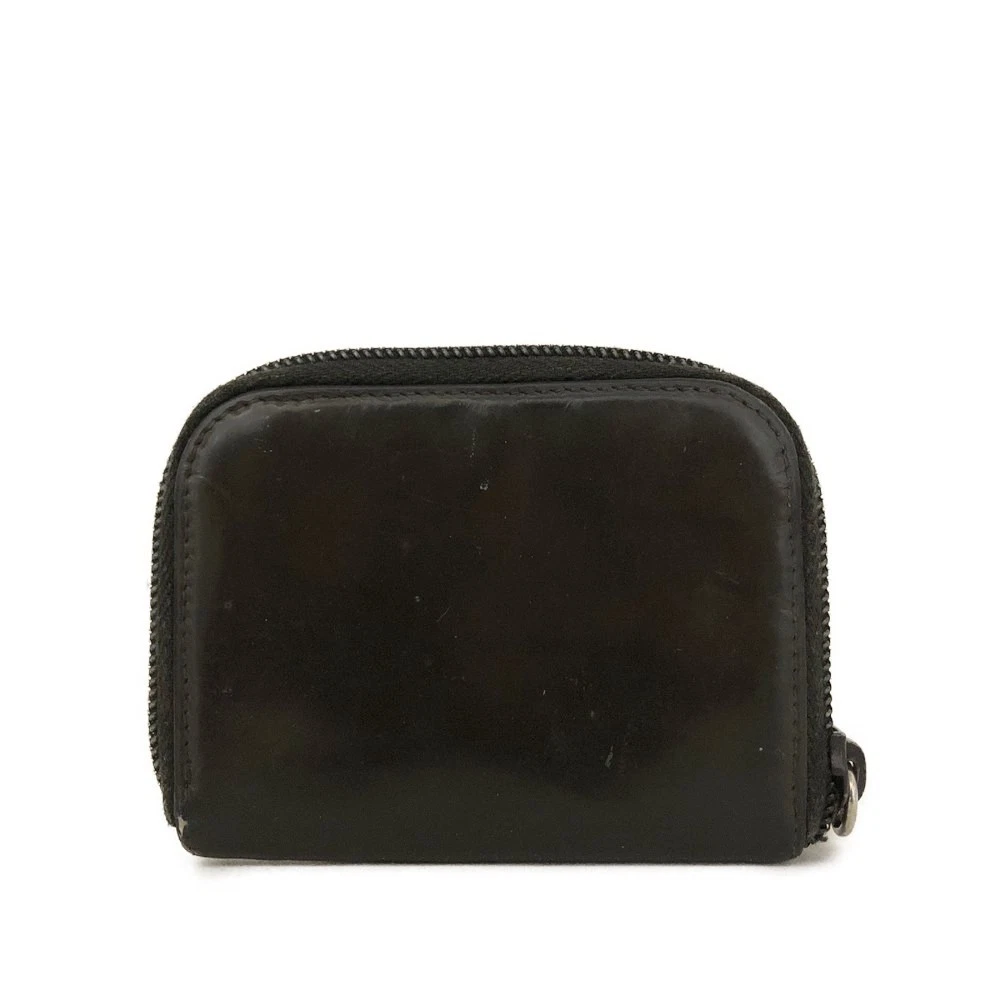 $525 PRADA Logo Leather Coin Case Wallet Khaki