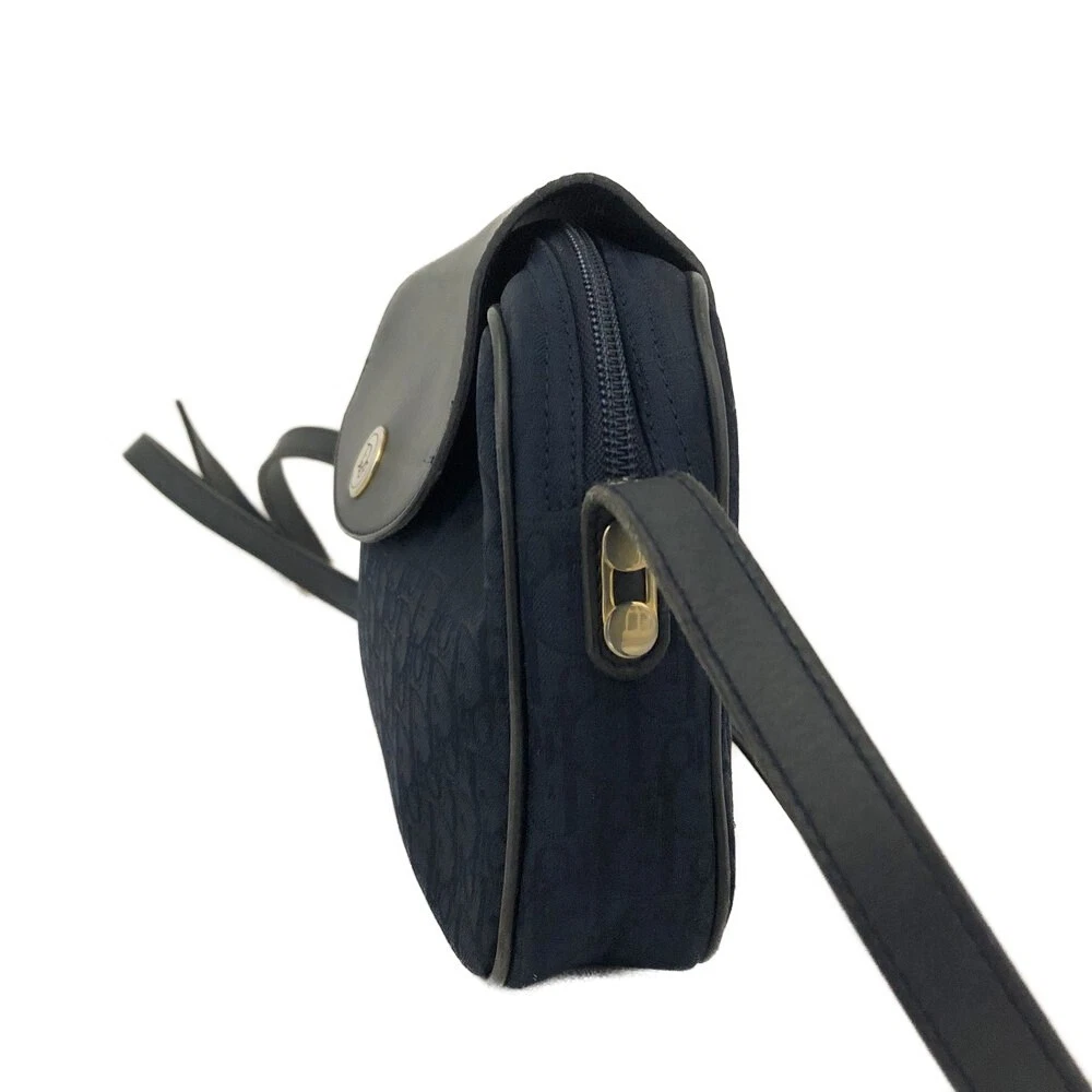 $1250 Christian Dior Oblique Trotter Canvas Leather Shoulder Bag