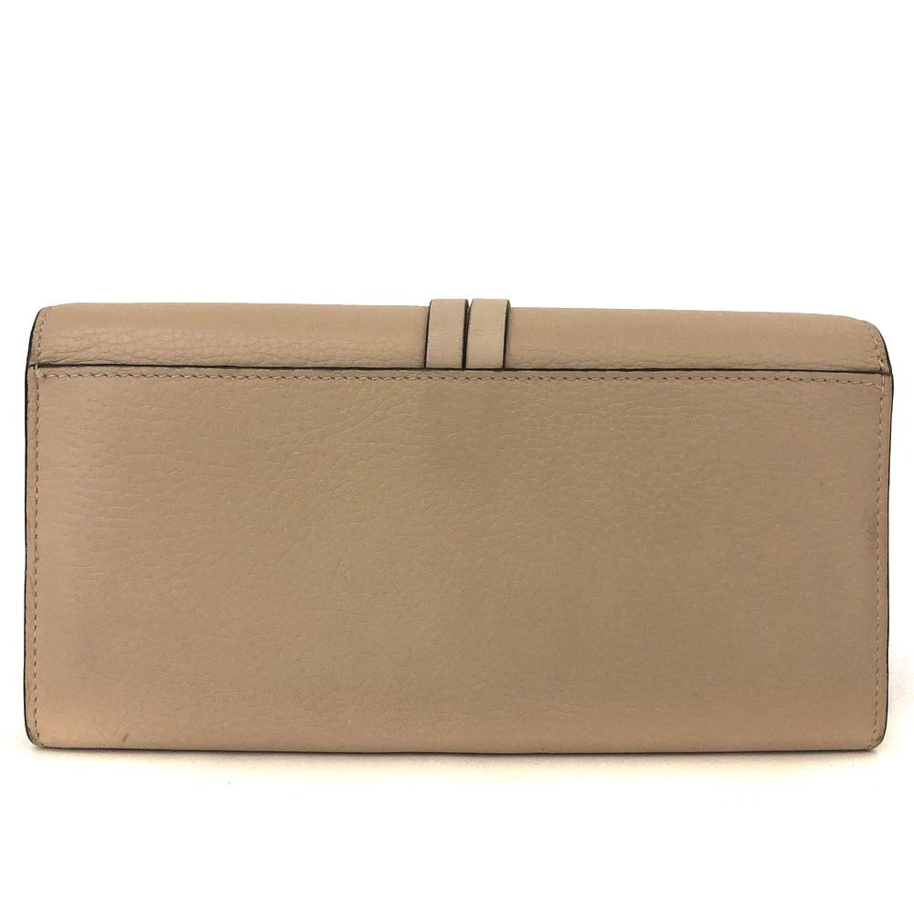 $535 Chloe Alphabet Leather Long Bifold Wallet Purse Beige