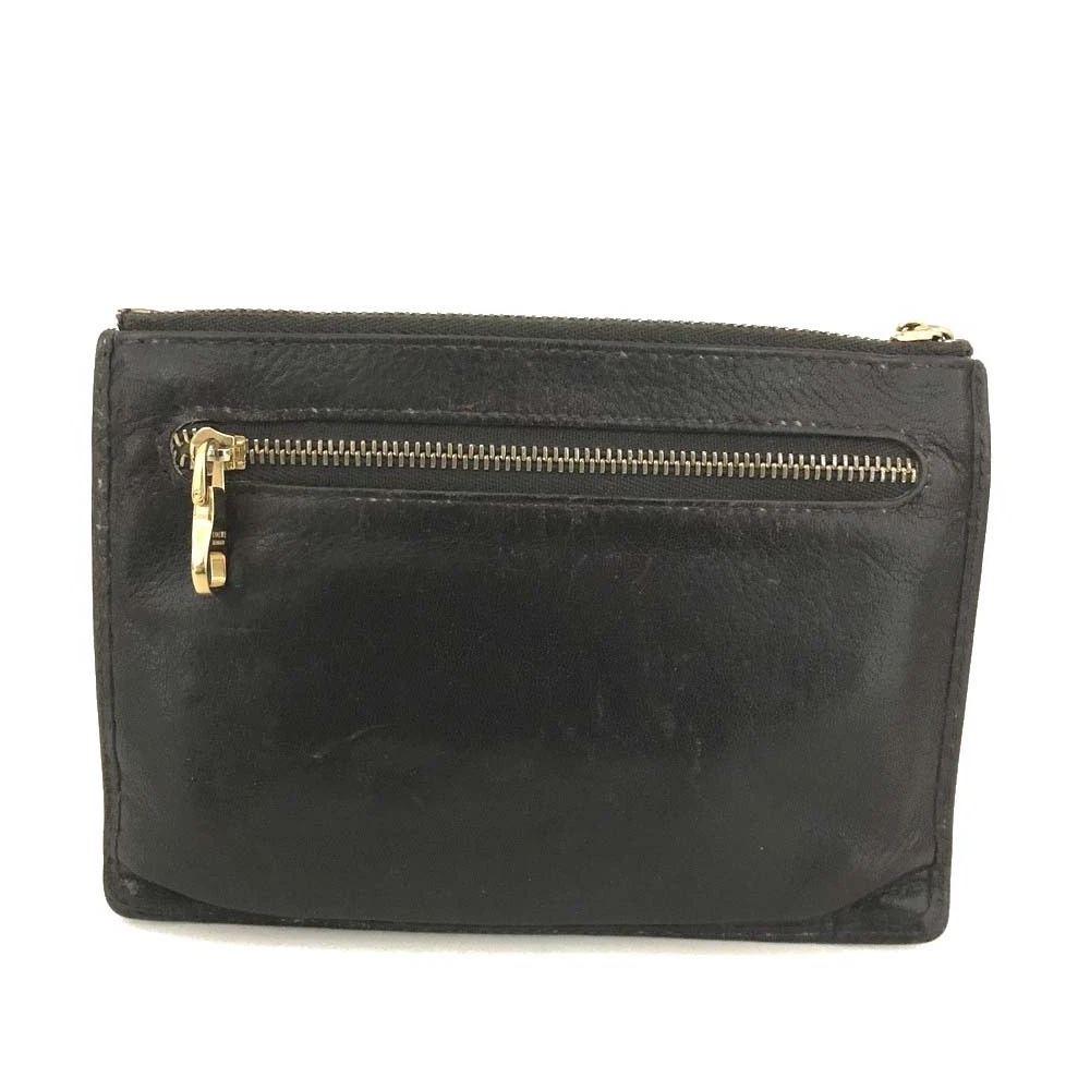 $550 LOEWE Logo Leather Cosmetic Pouch Brown