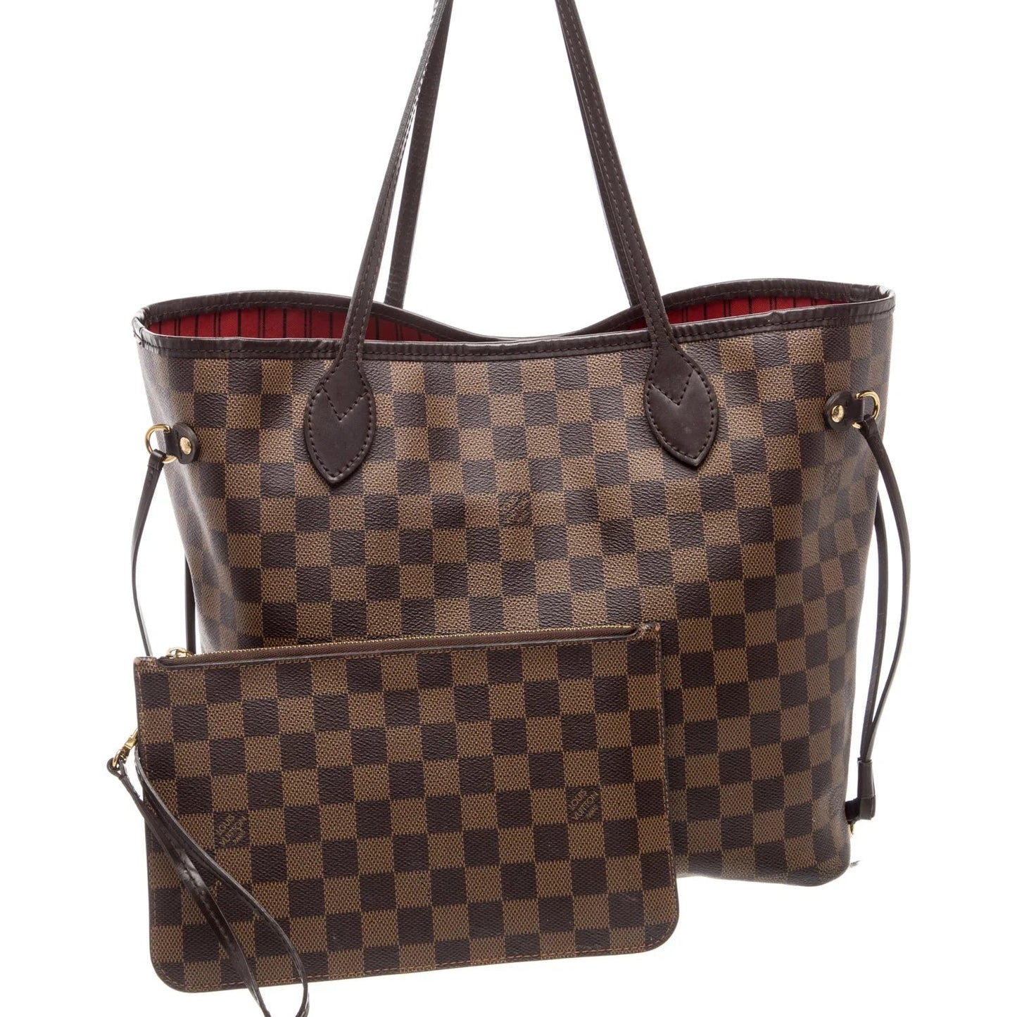 $2240 Louis Vuitton Damier Ebene Neverfull MM with Pouch
