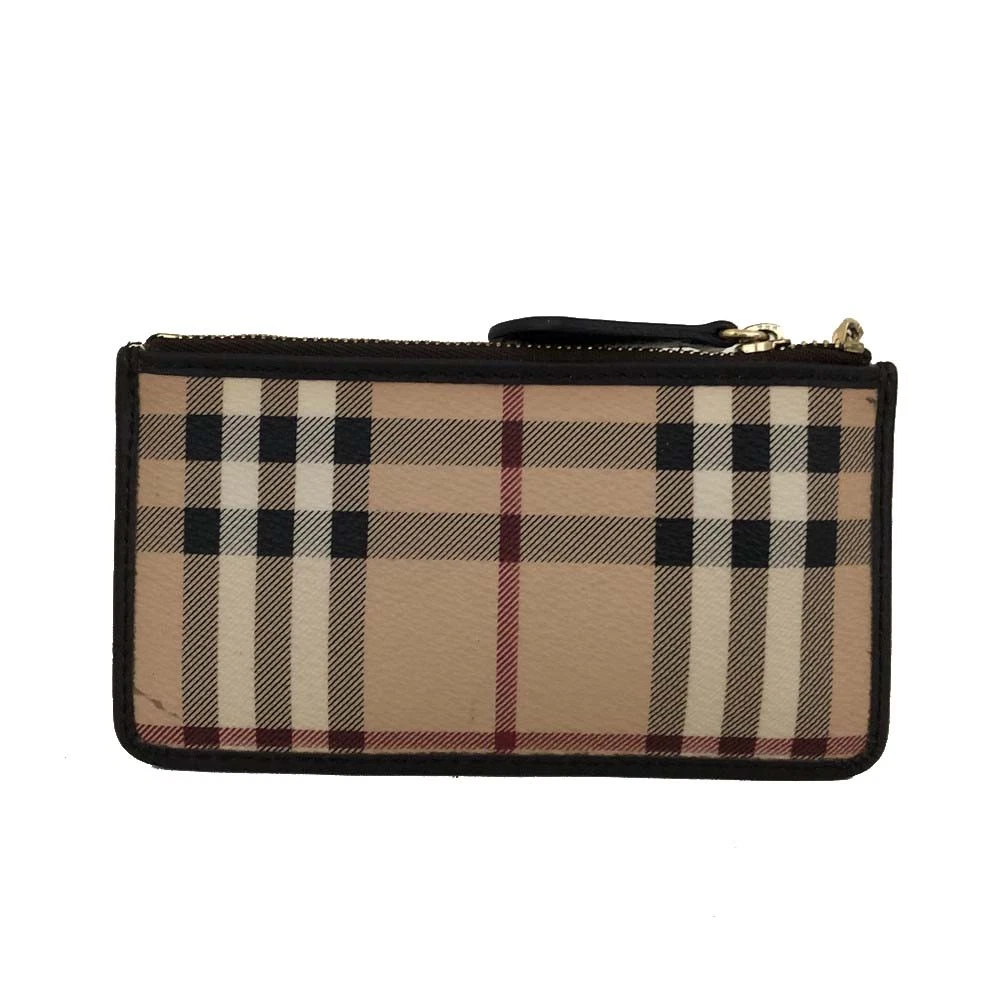 $350 BURBERRY Nova Check Coated Canvas Key Case Beige