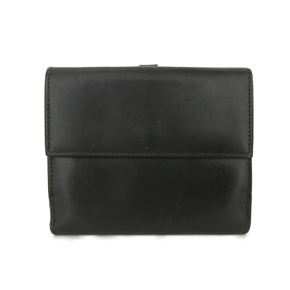 $550 GUCCI Calfskin Logo Plate Bifold Wallet Black
