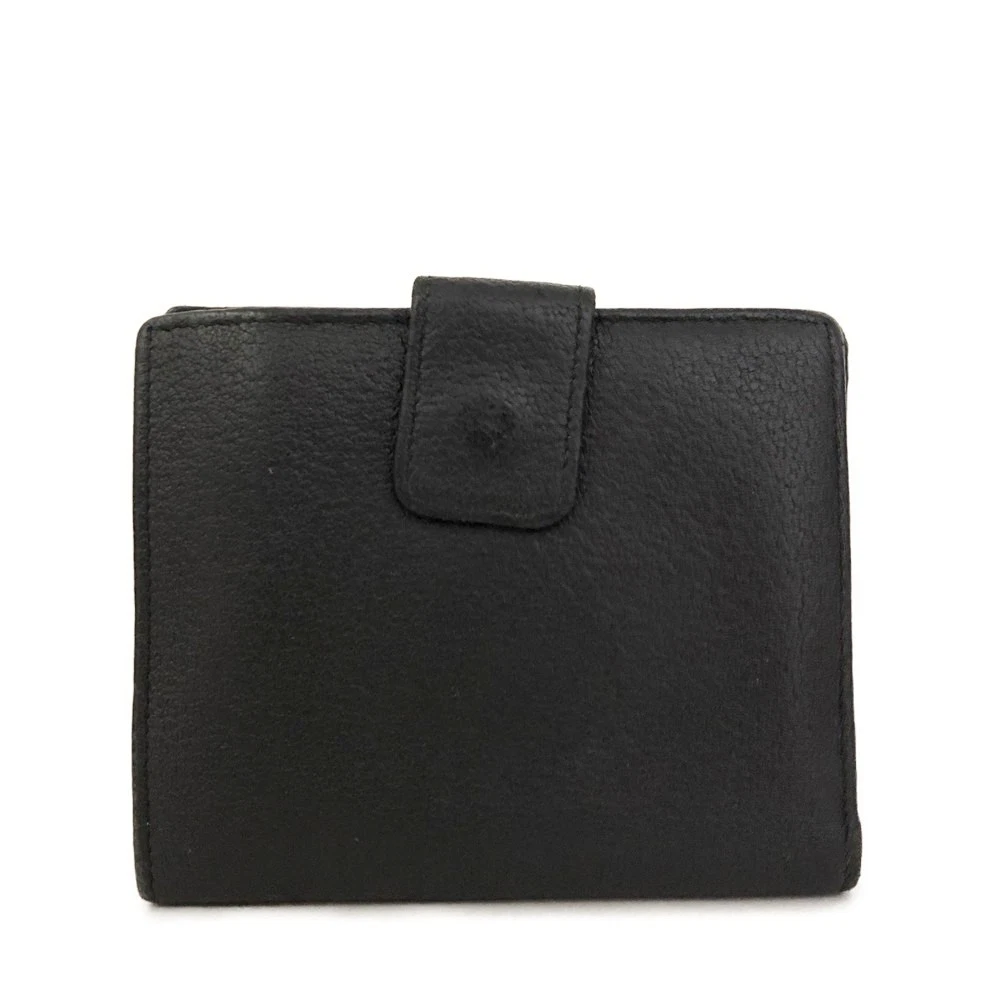 GUCCI Bamboo Leather Bifold Wallet Purse Black