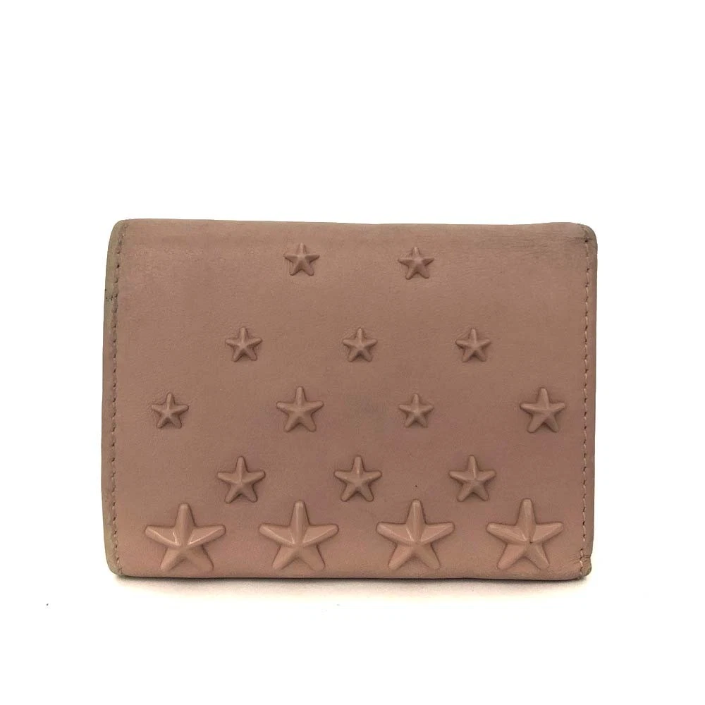 Jimmy Choo Nemo Star Studs Leather Trifold Wallet Pink