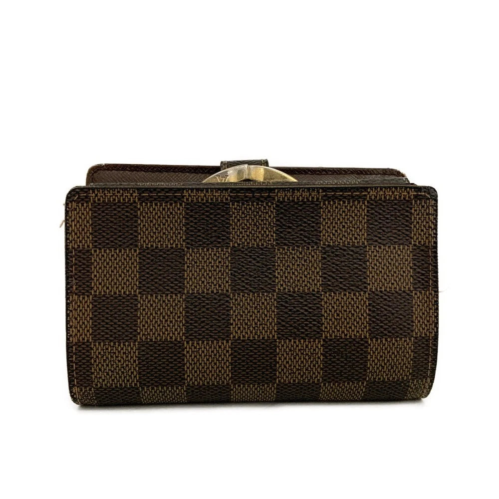 $775 2009 Louis Vuitton Damier Ebene Viennois French Kisslock Wallet MI0069