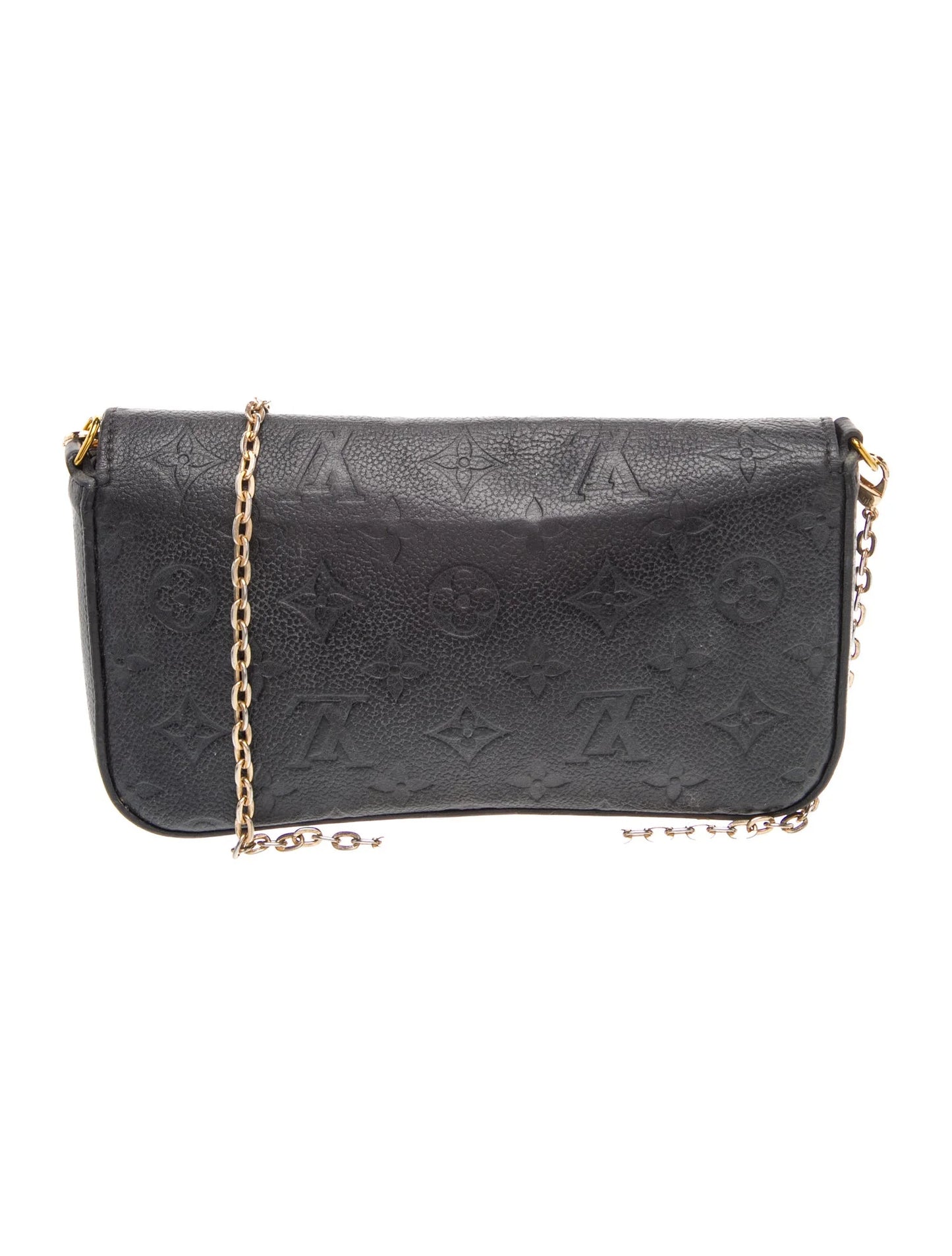 $1770 2019 Louis Vuitton Empreinte Pochette Felicie Chain Wallet Black