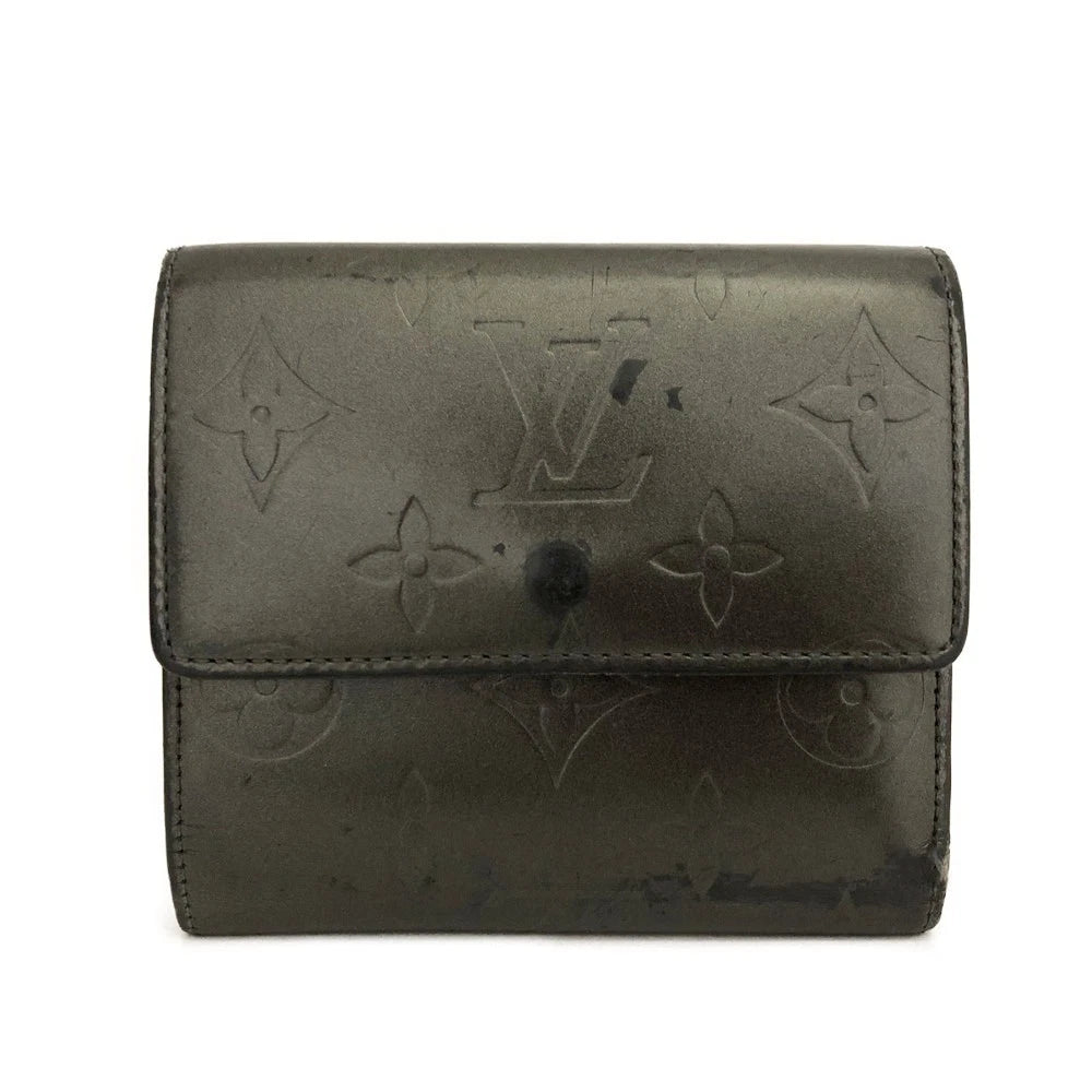 Louis Vuitton Monogram Mat Portefeiulle Elise Trifold Wallet Gray TH1002