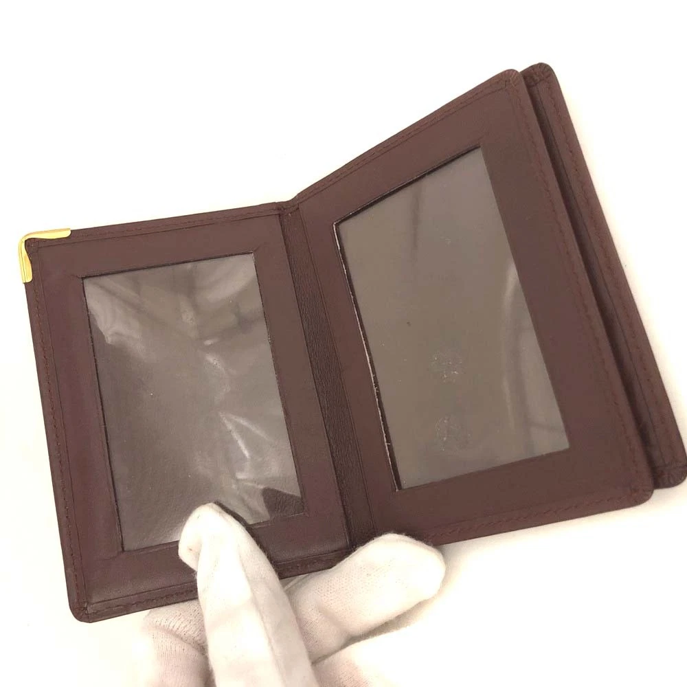 $390 Must de Cartier Leather Card Case Bordeaux