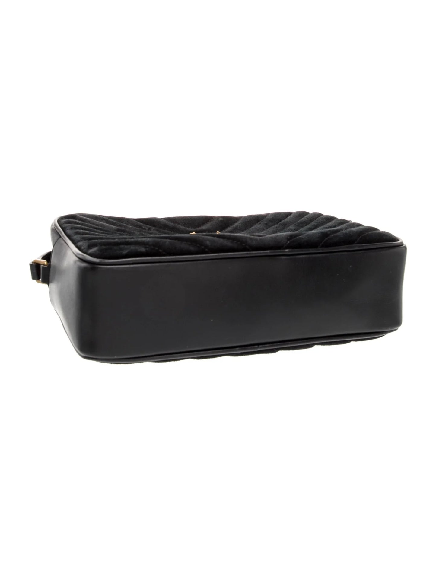 $1690 Saint Laurent Suede Matelasse Monogram Lou Camera Bag Black