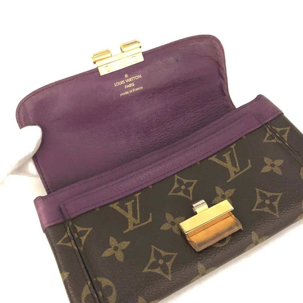 $1400 Louis Vuitton Monogram Portefeiulle Elysee Long Bifold Wallet Brown SP0144