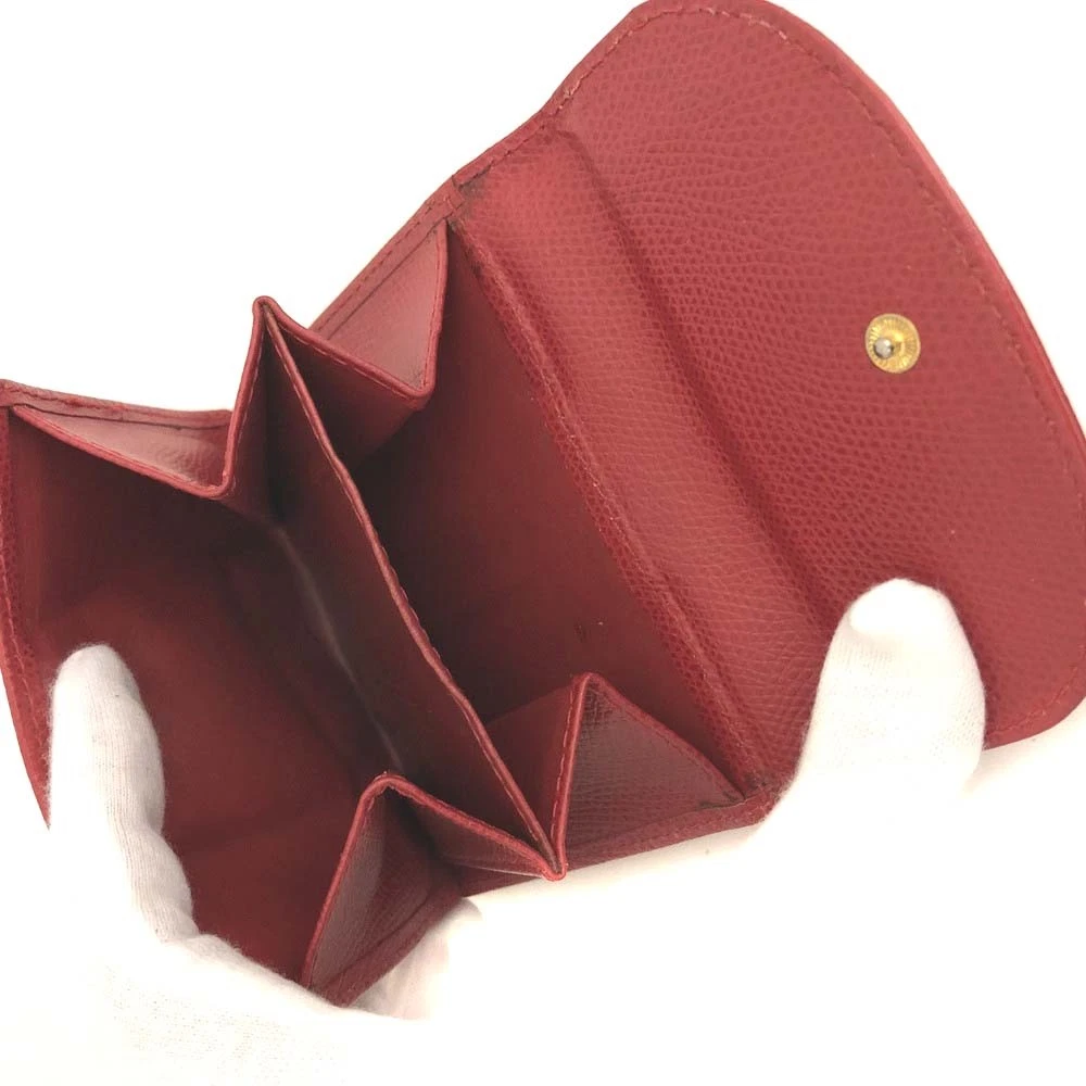 ETRO E Logo Leather Bifold Wallet Purse Red