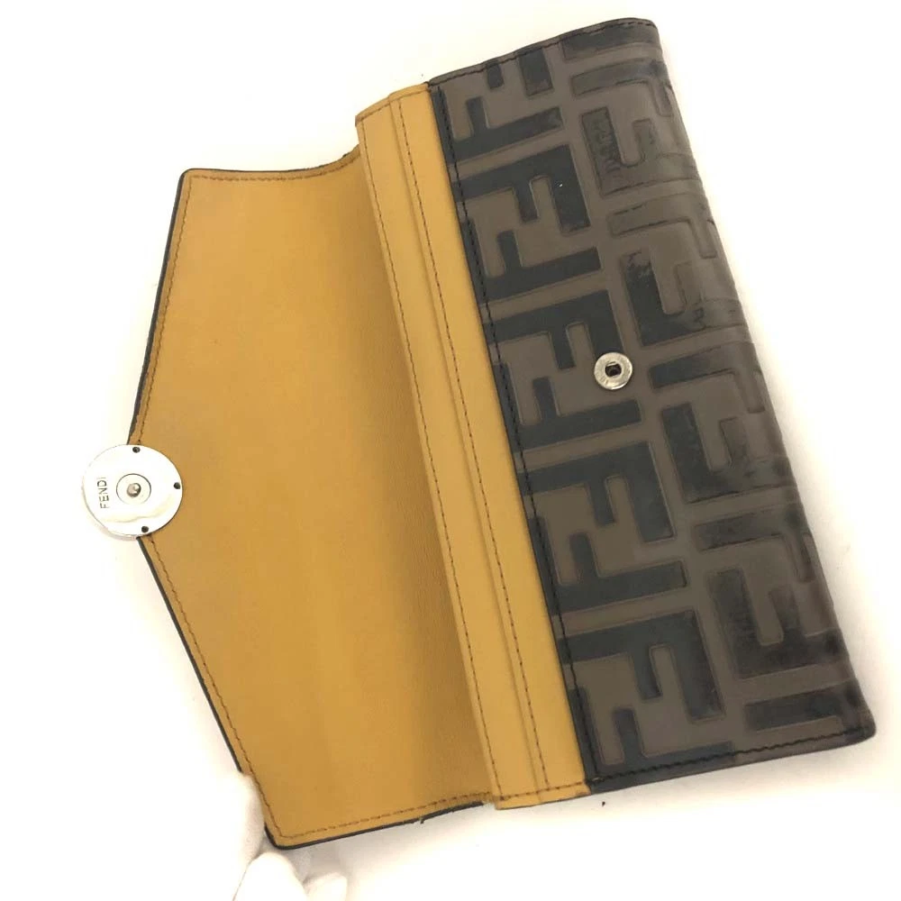 FENDI Zucca Leather Long Bifold Wallet Yellow/6CF1174
