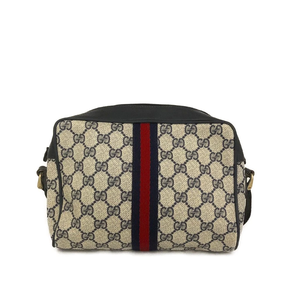 GUCCI GG Logo PVC Webbing Shoulder Bag Navy blue