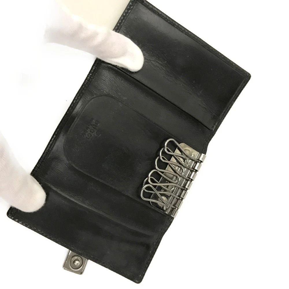 GUCCI Logo Leather 6 Ring Key Case Black