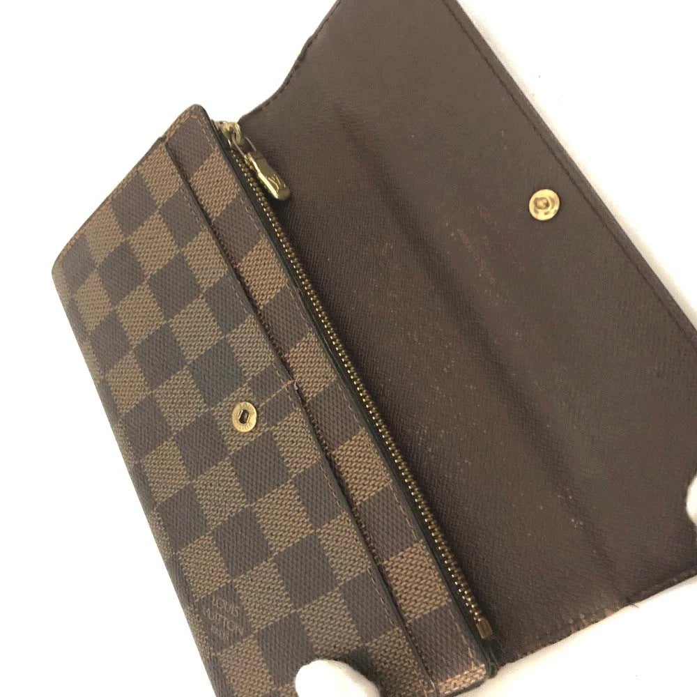 Louis Vuitton Damier Porte Feuille Sarah Long Bifold Wallet Brown CA0025
