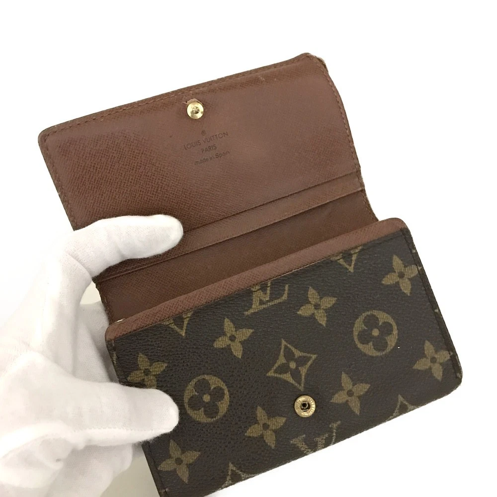 $560 2002 Louis Vuitton Monogram Porte-Monnaie Tresor Wallet CA0072