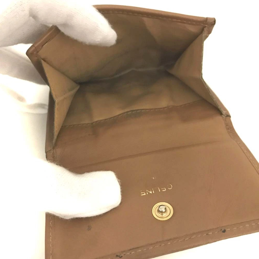 $640 CELINE Macadam PVC Bifold Wallet Purse Beige