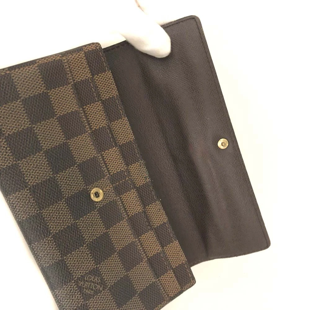 EGA Louis Vuitton Damier Porte Feuille Sarah Long Bifold Wallet Brown/3CH0355