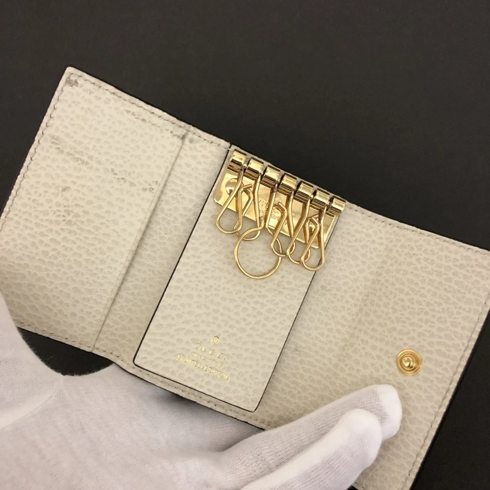 GUCCI GG Marmont GG Supreme PVC 6 Rings Key Case White