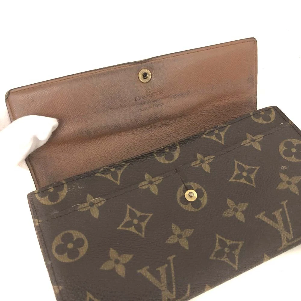 $725 1996 Louis Vuitton Monogram Portefeiulle Sarah Long Bifold Wallet Brown TH1906