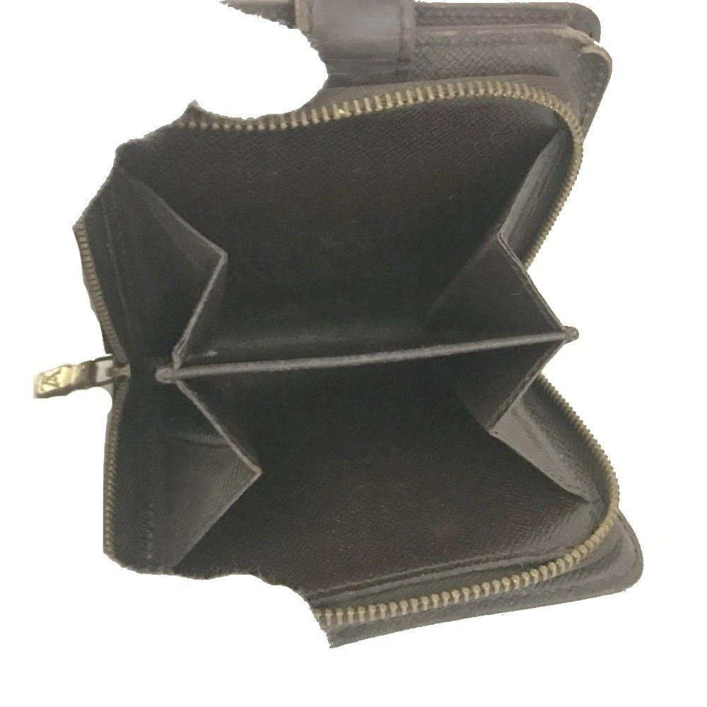 $610 1998 Louis Vuitton Damier Ebene Compact Zip Bifold Wallet Brown CA0968