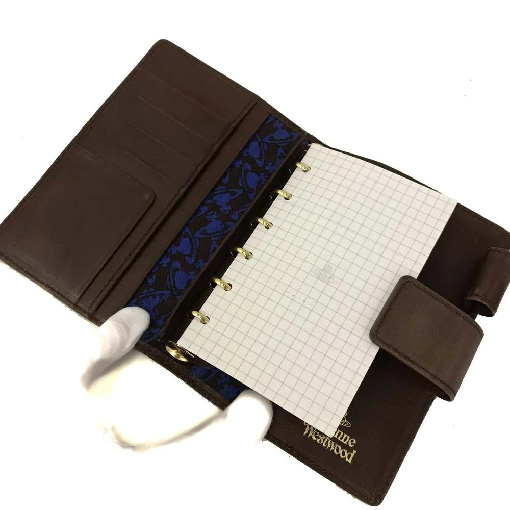 Vivienne Westwood Tiny Orb Leather Notebook Cover Brown