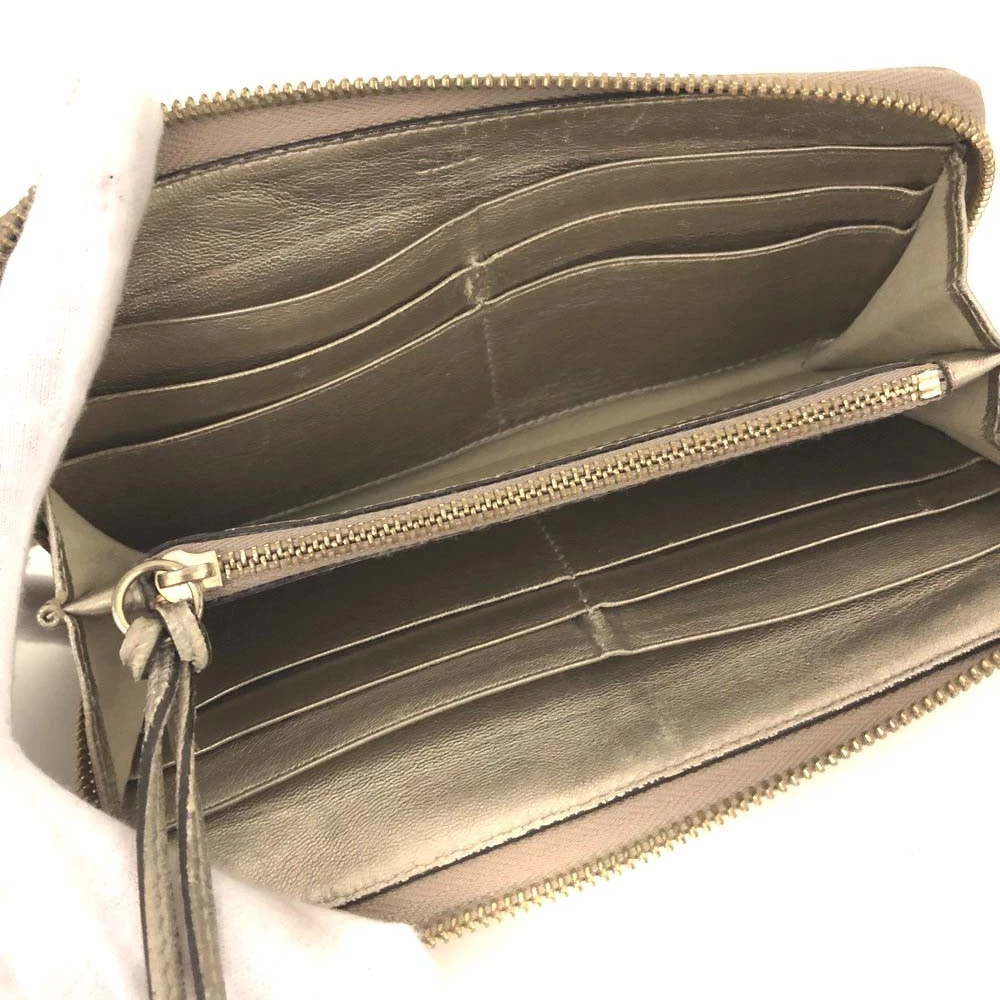 $690 Chloe Lily Leather Zip Around Long Wallet Purse Gold