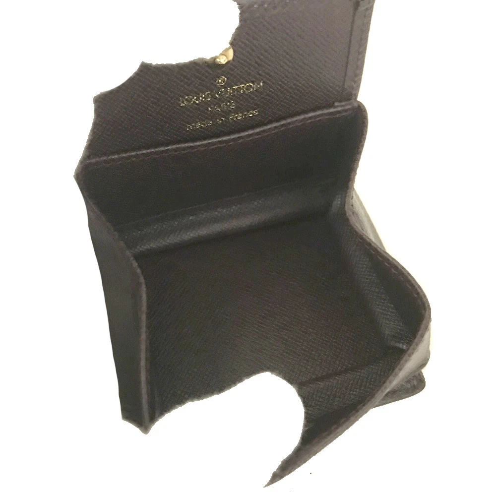 $445 1998 Louis Vuitton Taiga Porte Mannaie Boite Leather Coin Purse Wallet MI0928