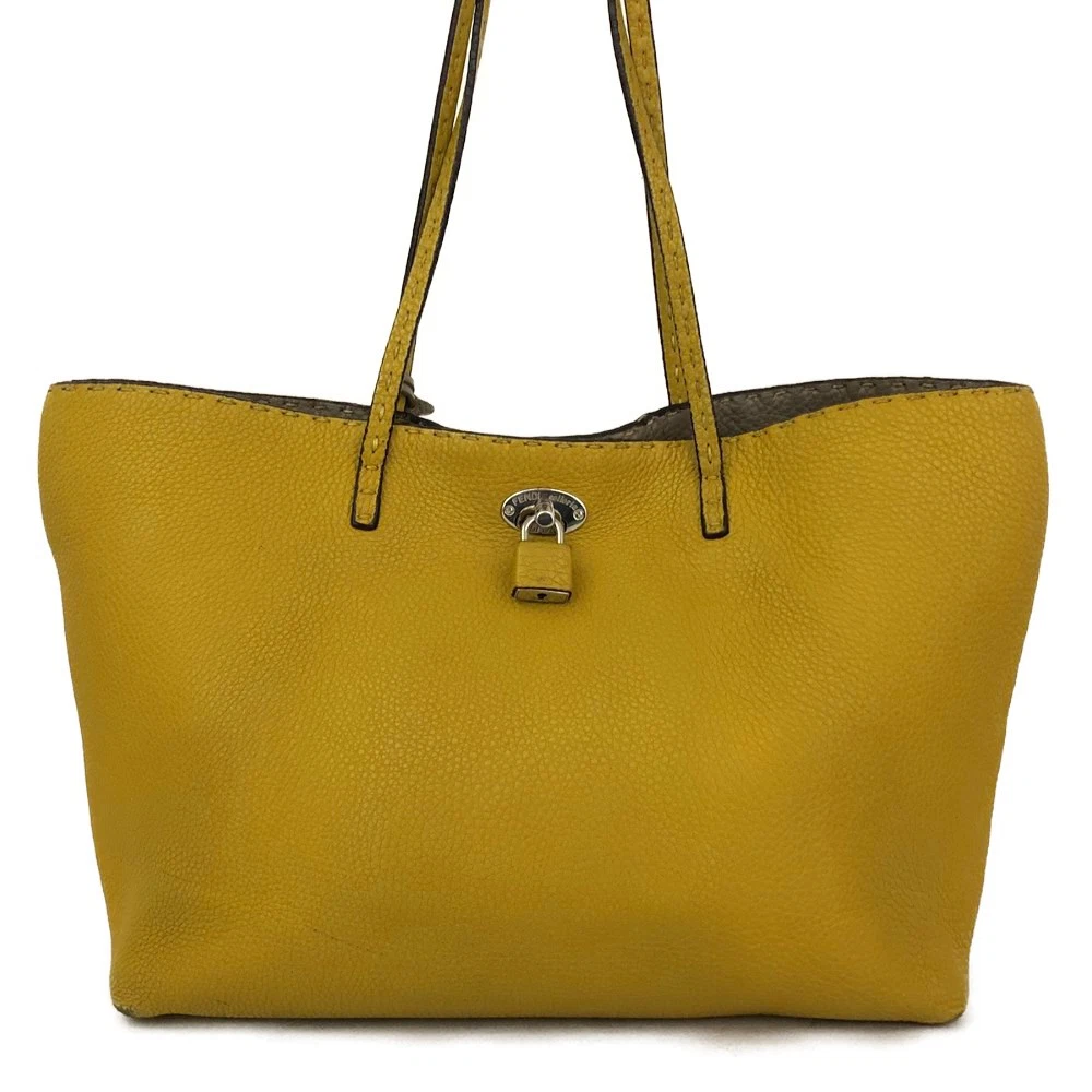 FENDI Selleria Leather Shoulder Tote Bag Yellow/6CH0854