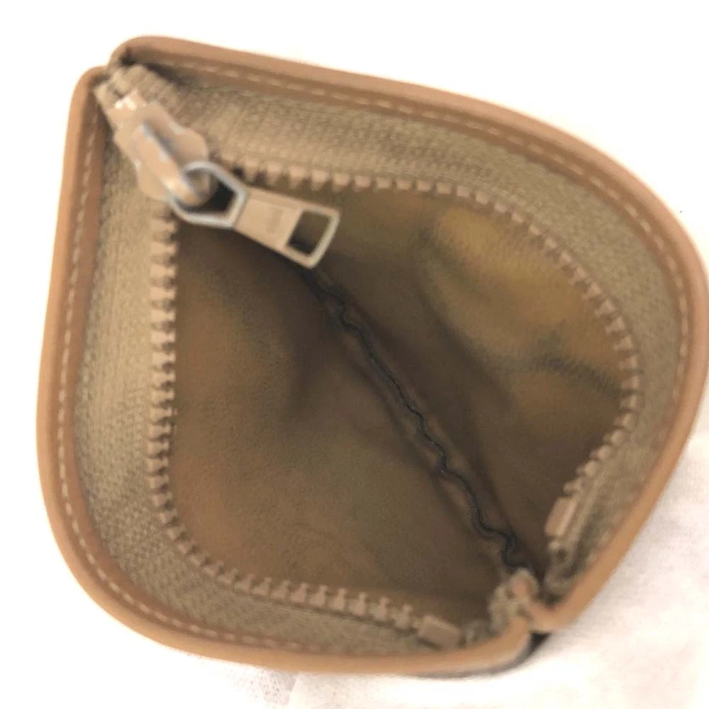 $660 CELINE Macadam Canvas Zip Coin Purse Wallet Brown
