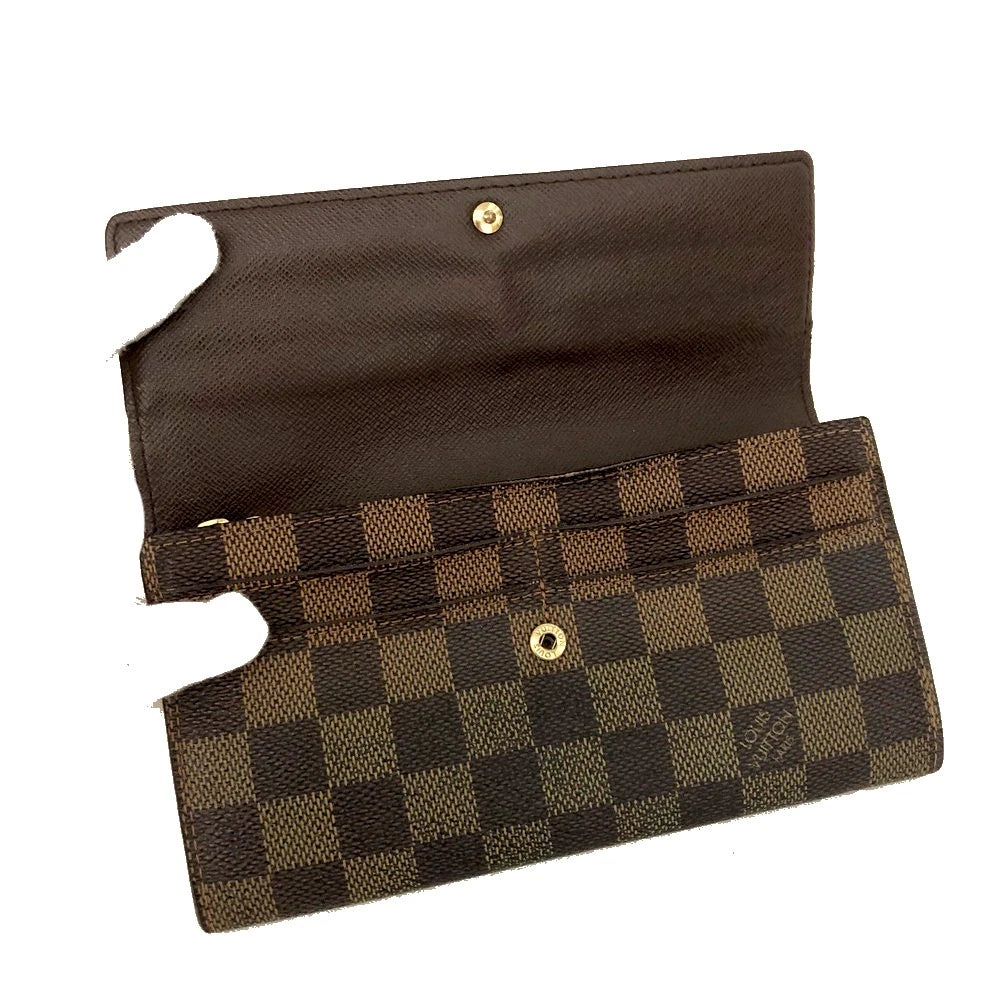 $775 2008 Louis Vuitton Damier Ebene Sarah Wallet CA1048