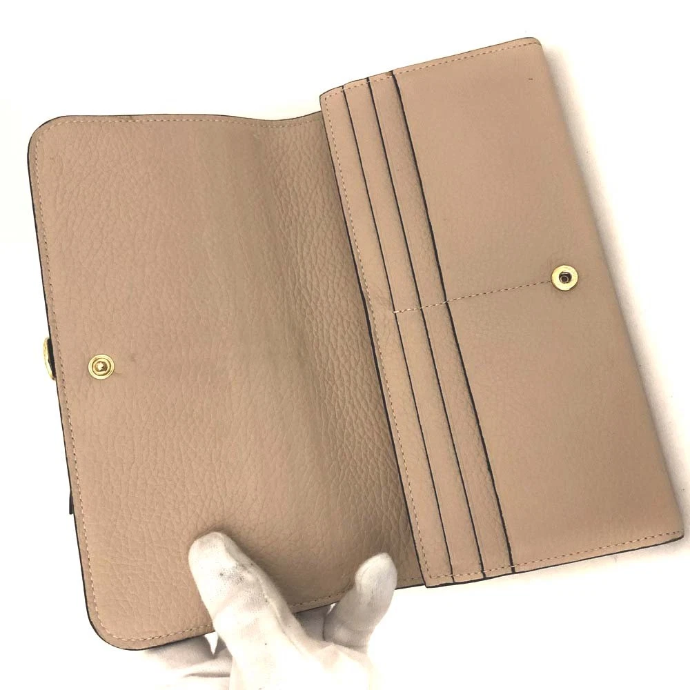$535 Chloe Alphabet Leather Long Bifold Wallet Purse Beige