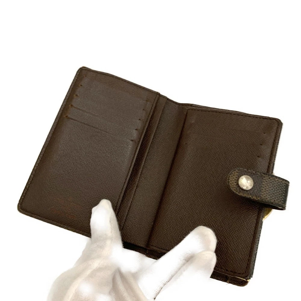 $775 2009 Louis Vuitton Damier Ebene Viennois French Kisslock Wallet MI0069