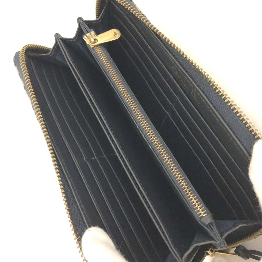 Christian Dior Oblique Trotter Canvas Zip Around Long Wallet